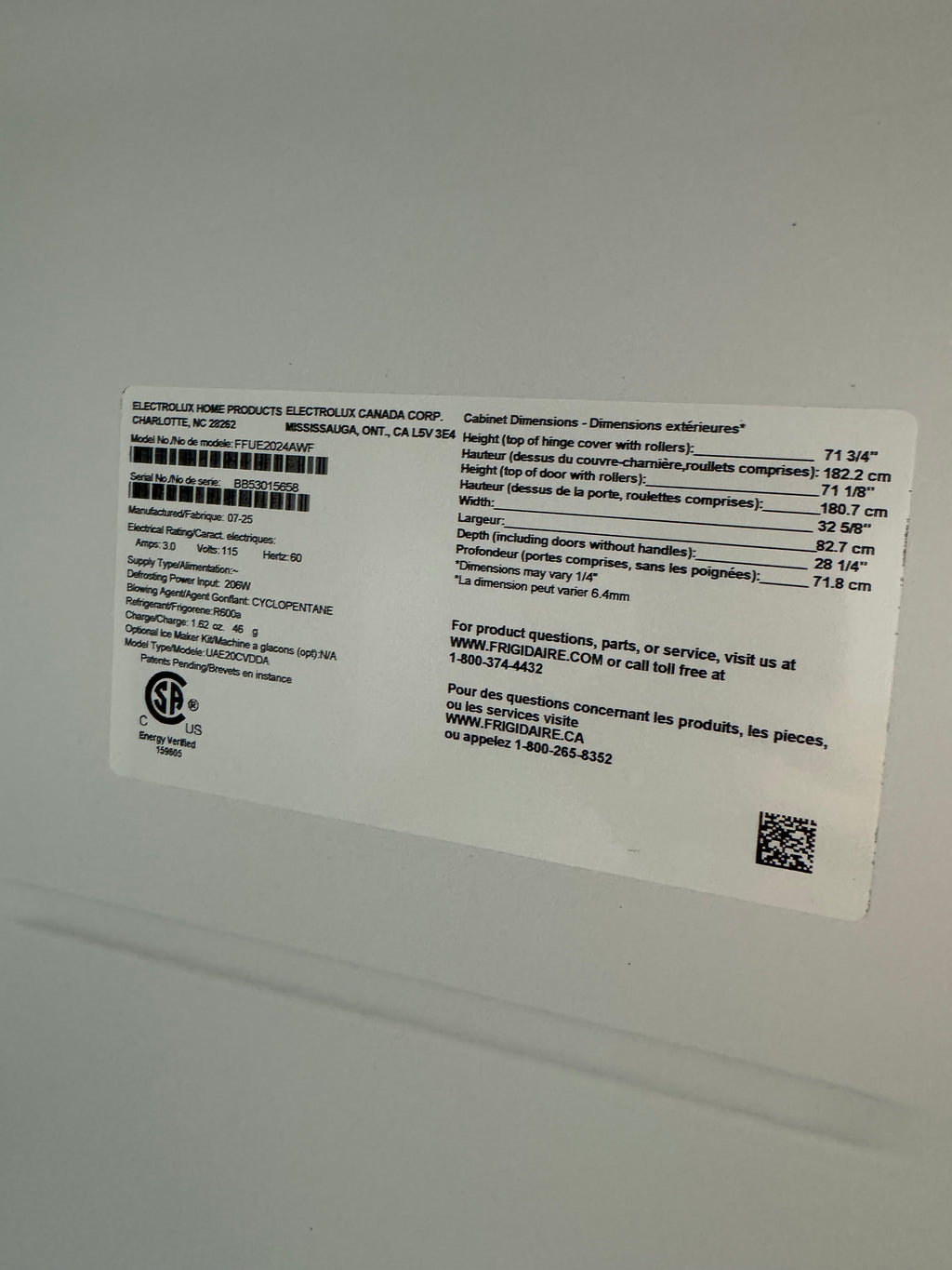Frigidaire 20.0 Cubic ft. Freezer