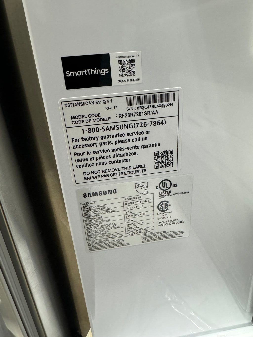 Samsung 28 Cu.Ft. Refrigerator/Freezer