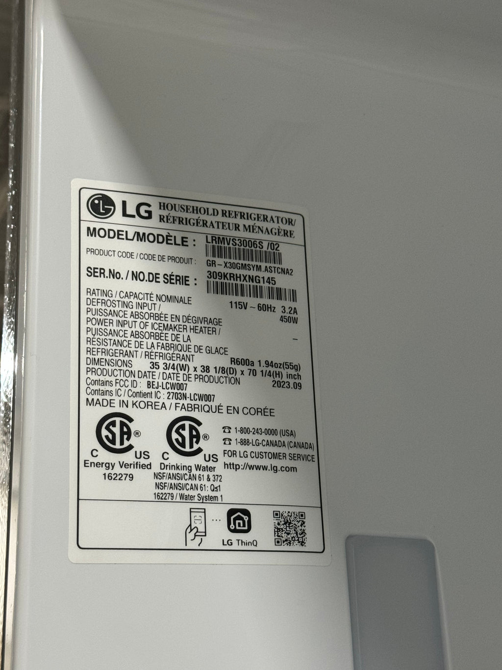 LG 29.5 Cu.Ft. Refrigerator/Freezer