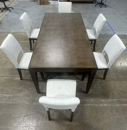 Actual Portalis dining table and six chairs, end view